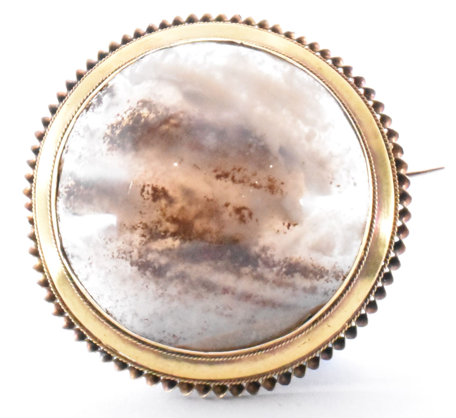 VICTORIAN 18CT GOLD & MOSS AGATE BROOCH PIN - Image 2 of 5