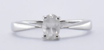 HALLMARKED 9CT WHITE GOLD AND WHITE STONE SOLITAIRE RING