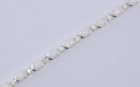 SILVER OPAL & CZ LINE BRACELET