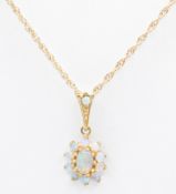 HALLMARKED 9CT GOLD & OPAL PENDANT NECKLACE