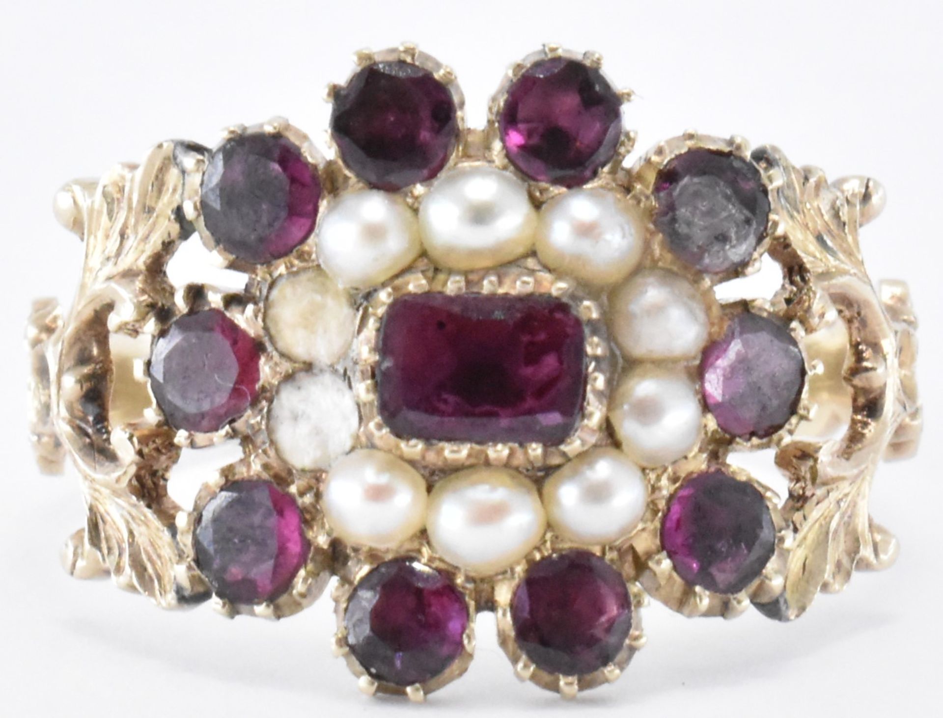 GEORGE III GARNET & SEED PEARL RING