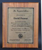 ESTATE OF DAVE PROWSE - DECADE OF DISABLED PERSONS AWARD