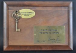 ESTATE OF DAVE PROWSE - KEY TO THE CITY OF OMAHA PRESENTED TO PROWSE