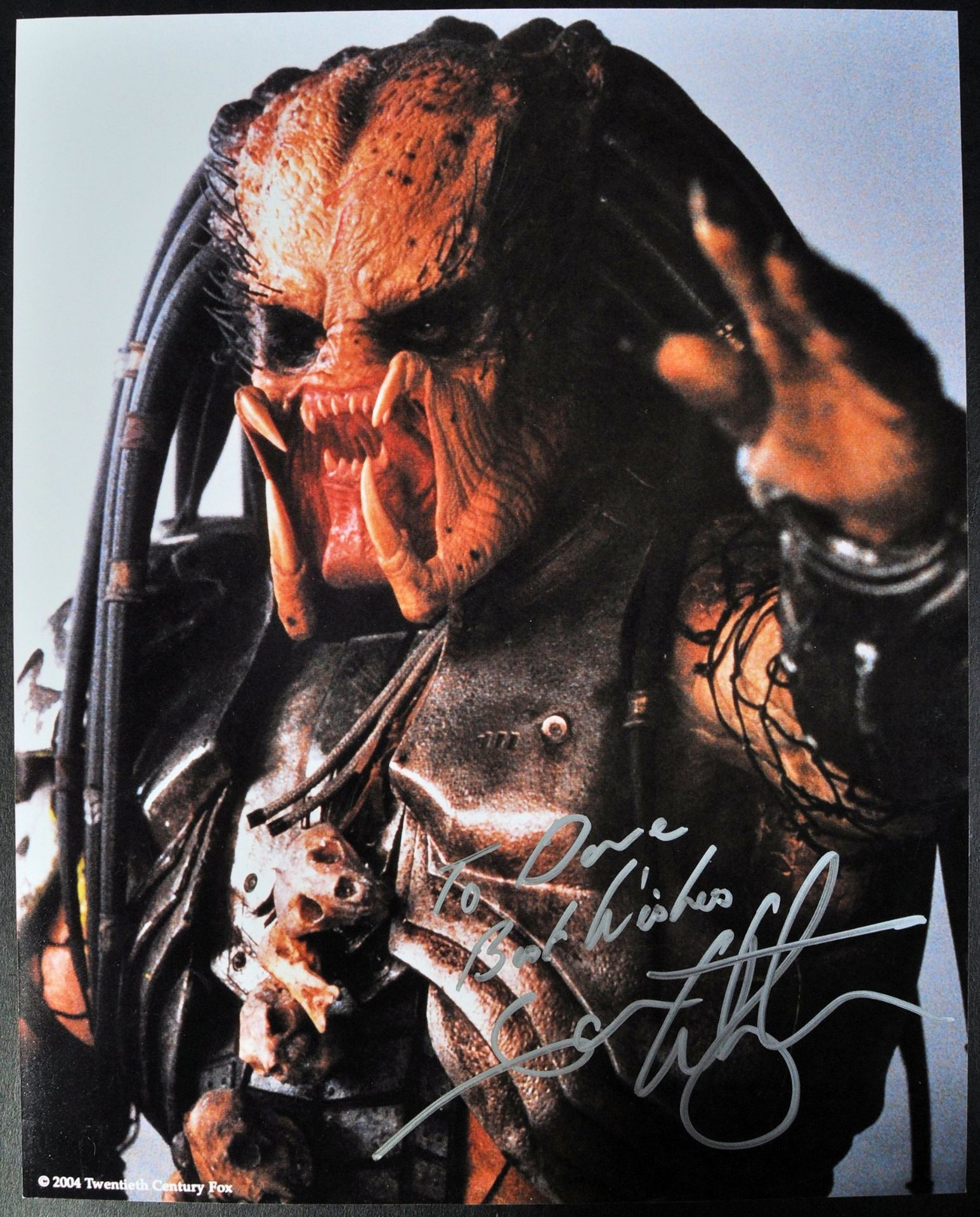 ESTATE OF DAVE PROWSE - PREDATOR - IAN WHYTE SIGNED 8X10" PHOTO