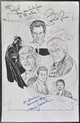 ESTATE OF DAVE PROWSE - STAR CON 93 SIGNED ARTWORK - JON PERTWEE