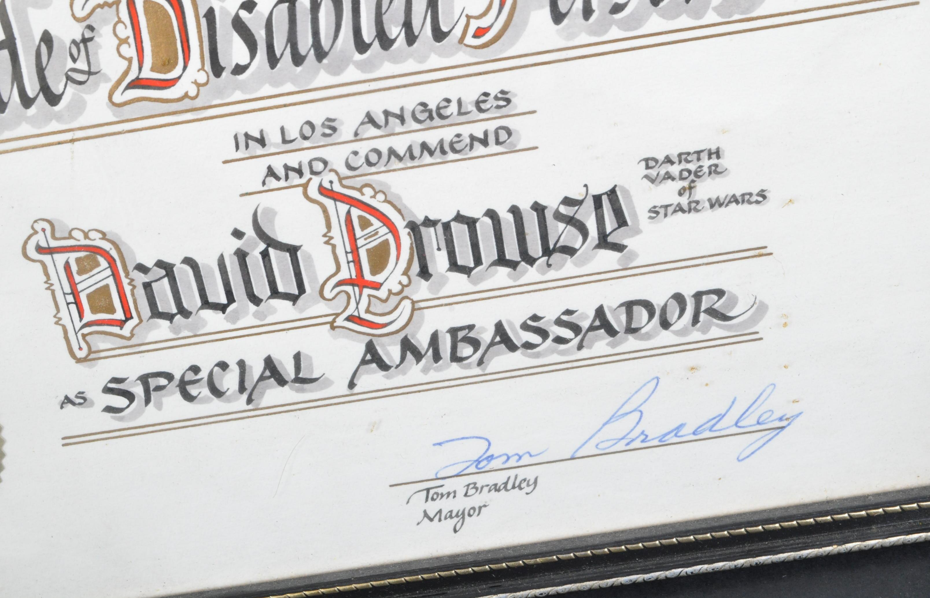 ESTATE OF DAVE PROWSE - DECADE OF DISABLED PERSON'S AMBASSADOR CERTIFICATE - Image 5 of 7