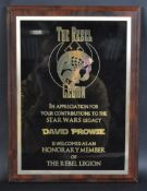 ESTATE OF DAVE PROWSE - STAR WARS - REBEL LEGION PLAQUE