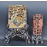 TWO CHINESE ORIENTAL SOAP STONE CABINET WARE