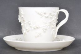 VICTORIAN ROYAL WORCESTER BLANC DE CHINE TEA CUP & SAUCER