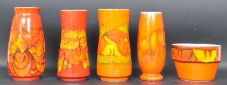 POOLE POTTERY - DELPHIS - COLLECTION OF FIVE VASES