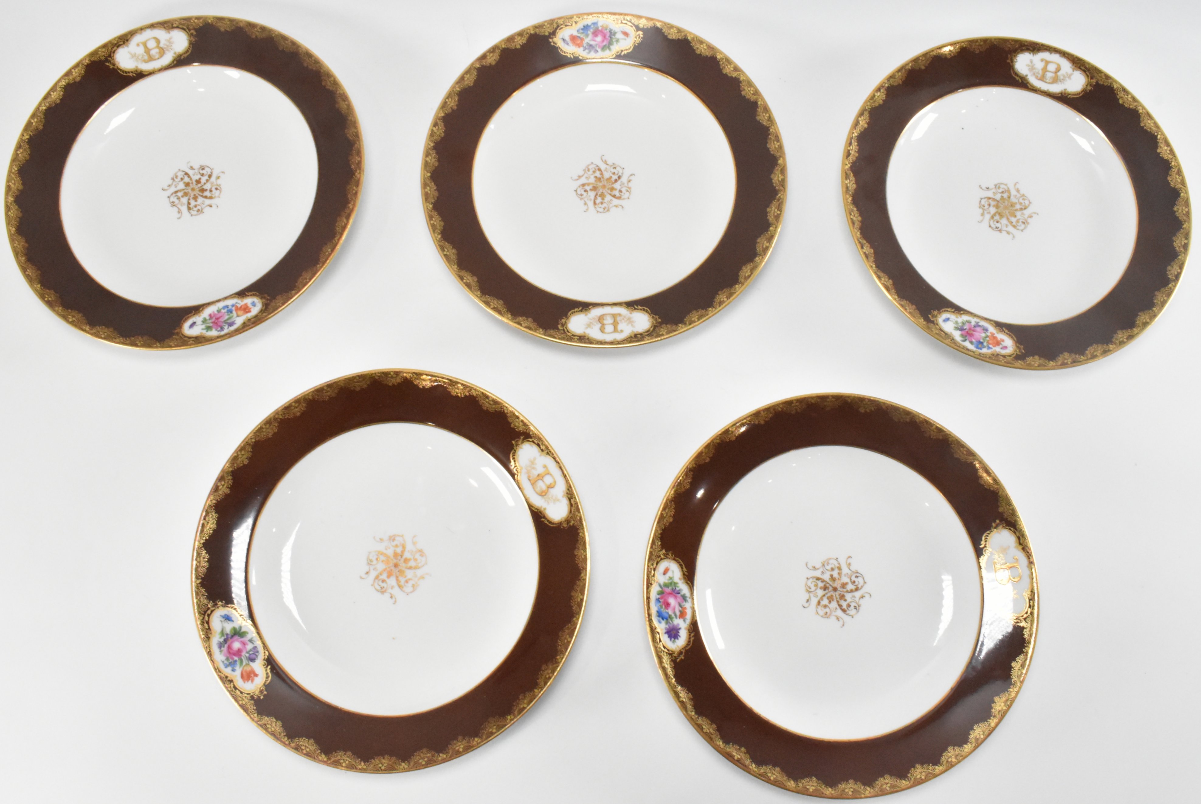 COLLECTION OF FIVE MEISSEN PORCELAIN HAND PAINTED PLATES