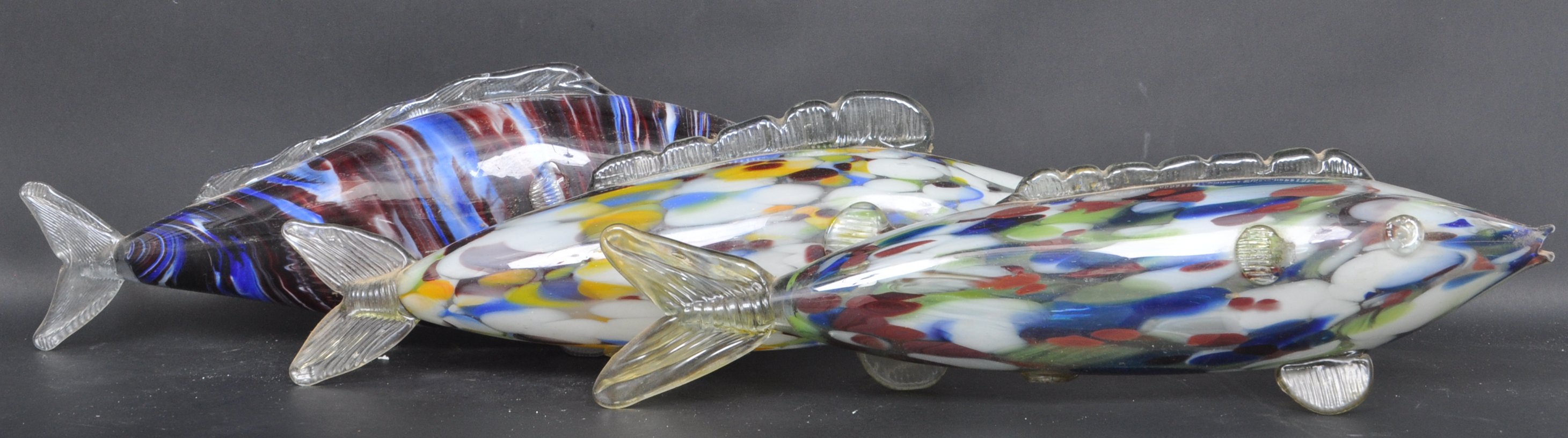 THREE LARGE VINTAGE MURANO GLASS FISH