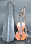 19TH CENTURY VICTORIAN TWO PIECES MAPLE BACK VIOLIN AND BOWS