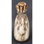 19TH CENTURY CHINESE ORIENTAL CARVED BONE SNUFF BOTTLE