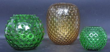 THREE VINTAGE CZECH GLASS VASES