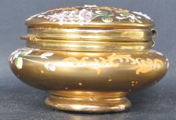 20TH CENTURY GILT CRANBERRY GLASS LIDDED POWDER POT & PERFUME BOTTLE