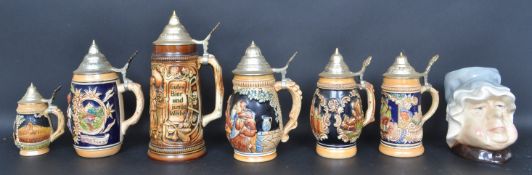 SIX WESTERN GERMAN STEIN STONEWARE JUGS