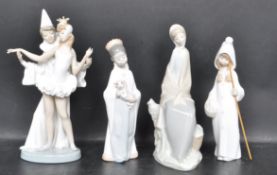 FOUR VALENCIAN CERAMIC FIGURINES INCLUDING LLADRO & NAO