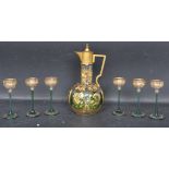 19TH CENTURY BOHEMIAN GLASS CLARET JUG TOGETHER WITH SIX MATCHING GLASSES