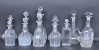 LARGE COLLECTION OF EARLY 20TH CENTURY & LATER GLASS DECANTERS