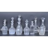 LARGE COLLECTION OF EARLY 20TH CENTURY & LATER GLASS DECANTERS