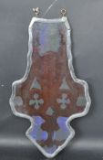 VINTAGE 20TH CENTURY STAIN GLASS FRAGMENT IN THE FLORM OF A CROSS