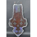 VINTAGE 20TH CENTURY STAIN GLASS FRAGMENT IN THE FLORM OF A CROSS