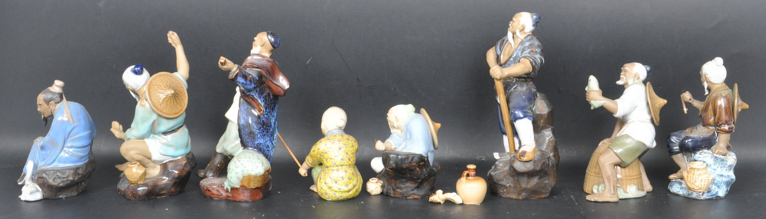 EIGHT CHINESE ORIENTAL CERAMIC PORCELAIN FIGURINES - Image 4 of 6