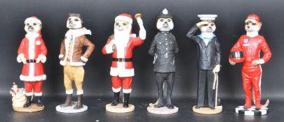 COLLECTION OF SIX 20TH CENTURY MAGNIFICENT MEERKAT RESIN FIGURES