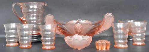 1920’S ART DECO ORANGE PRESSED GLASS CABINET WARE