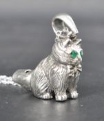 SILVER WHISTLE PENDANT IN THE FORM OF A CAT