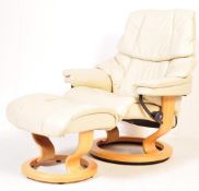 EKORNES STRESSLESS LEATHER ARMCHAIR & OTTOMAN