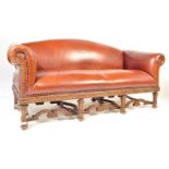 19TH CENTURY CARVED OAK CAMEL - HUMP BACK SOFA SETTEE