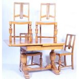 1930’S ART DECO DRAW LEAF DINING TABLE AND FOUR CHAIRS