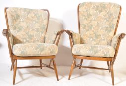 PAIR OF ERCOL EVERGREEN MODEL 1913 ARMCHAIRS