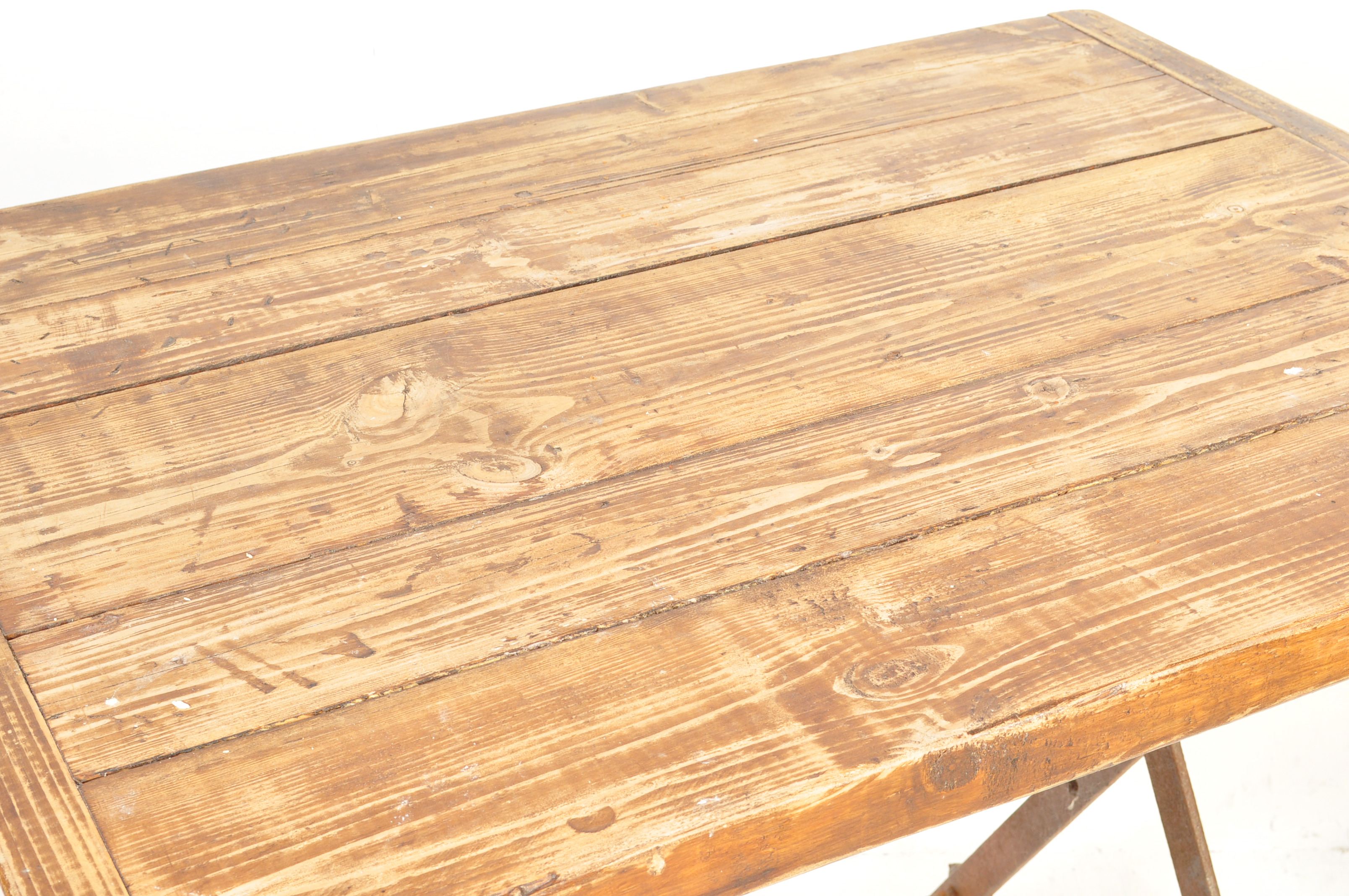 MID 20TH CENTURY OAK AND IRON FACTORY INDUSTRIAL TABLE - Image 3 of 5