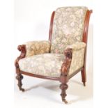 GILLOWS MANNER VICTORIAN MAHOGANY SALON ARMCHAIR