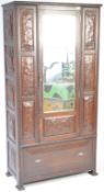 20TH CENTURY PLANISHED OAK ARTS & CRAFTS SINGLE WARDROBE