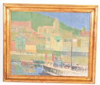 20TH CENTURY OIL ON CANVAS PAINTING OF A RIVERSIDE SCENE