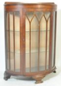 EARLY 20TH CENTURY CIRCA 1930S MAHOGANY DEMI LUNE CHINA DISPLAY CABINET