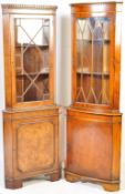 TWO REGENCY STYLE FLAME MAHOGANY CORNER CABINET