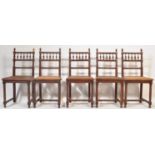 SET OF FIVE OAK FRAME DINNING CHAIRS