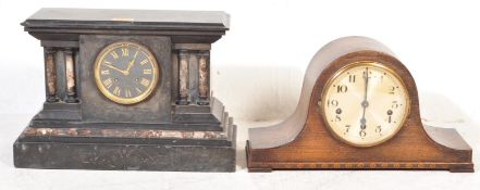 CIRCA 1900 EARLY 20TH CENTURY SLATE AND MARBLE MANTEL CLOCK