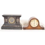 CIRCA 1900 EARLY 20TH CENTURY SLATE AND MARBLE MANTEL CLOCK