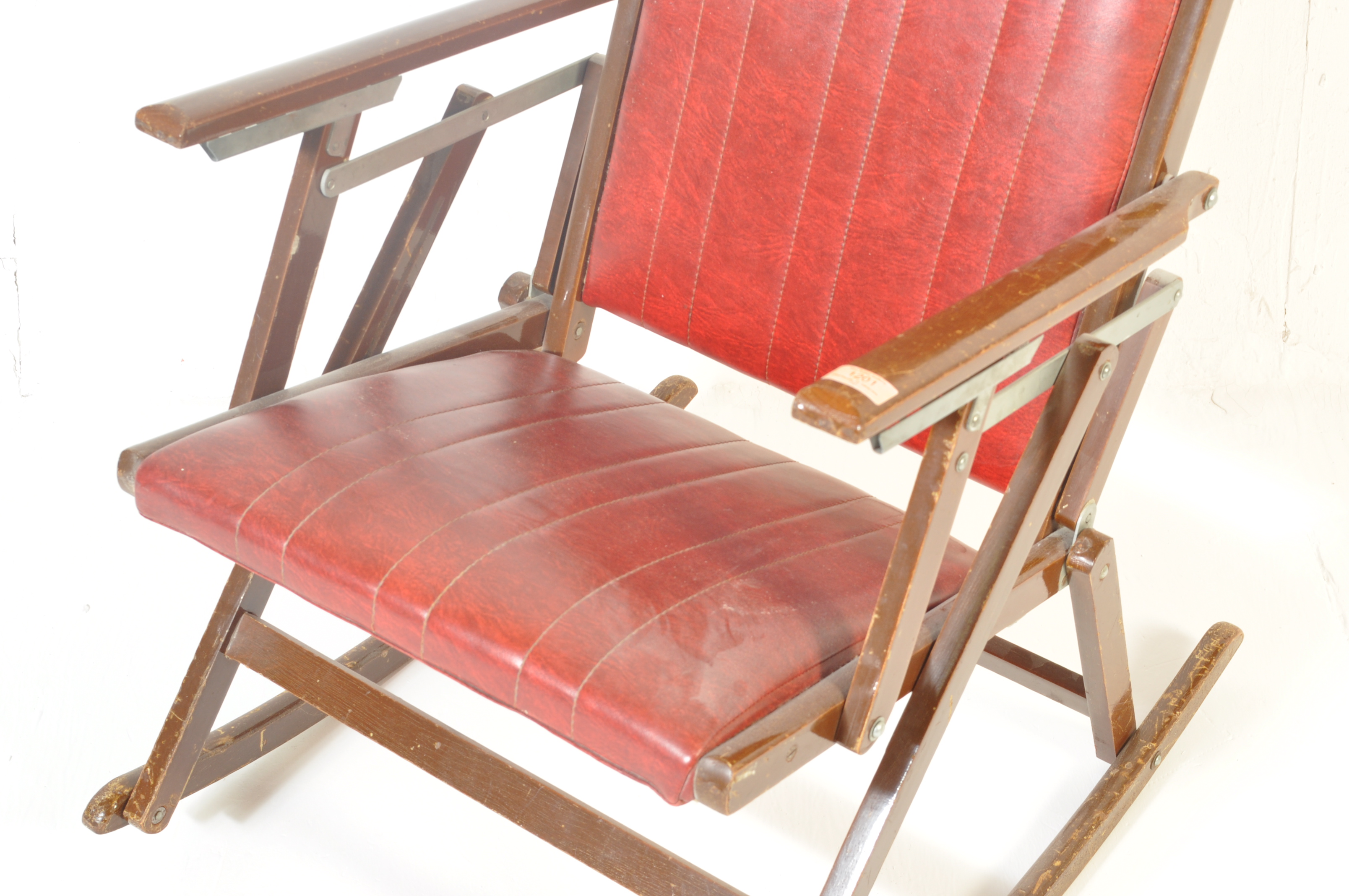 RETRO VINTAGE 20TH CENTURY FOLDING ROCKING CHAIR - Image 3 of 6