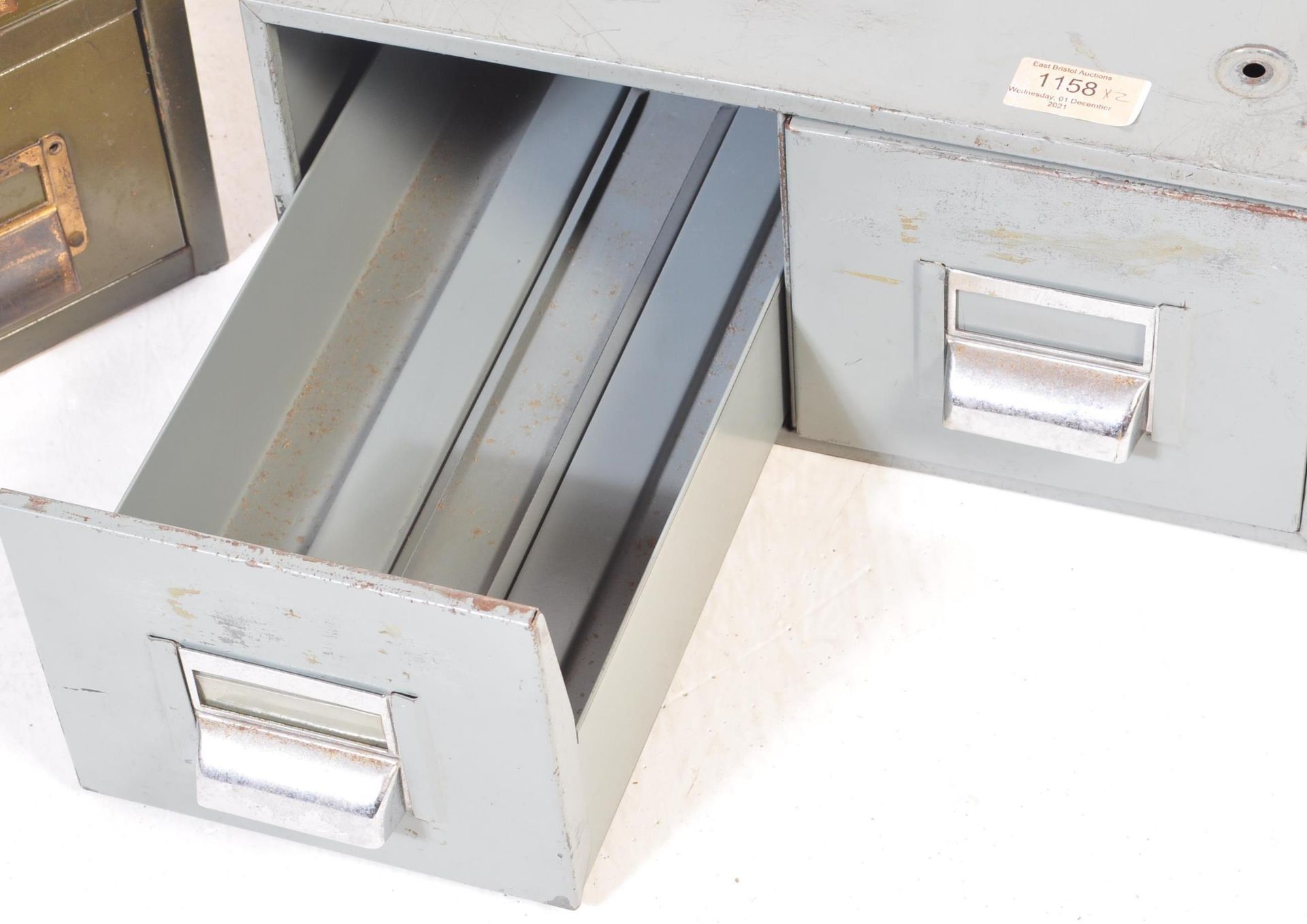 TWO MID CENTURY DESKTOP METAL FILING CABINETS - Image 16 of 18