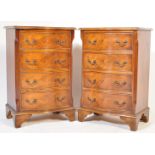 TWO WALNUT SERPENTINE BEDSIDE CHESTS / CABINETS