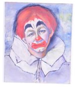 RETRO VINTAGE MID 20TH CENTURY 1950S OIL ON CANVAS PAINTING OF A CLOWN