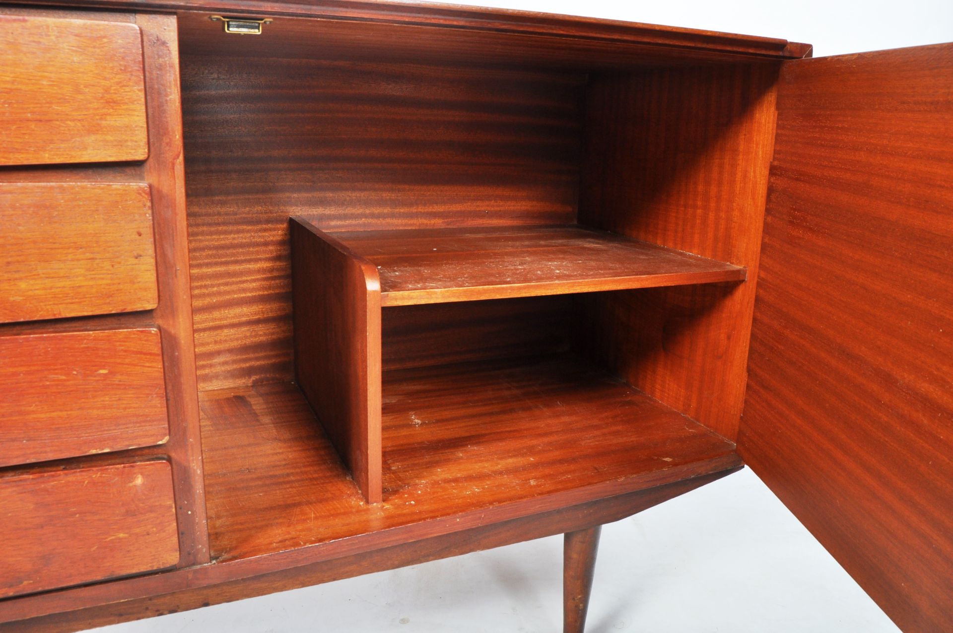 MEREDEW - MID 20TH CENTURY TEAK BOW FRONTED SIDEBOARD - Image 8 of 10