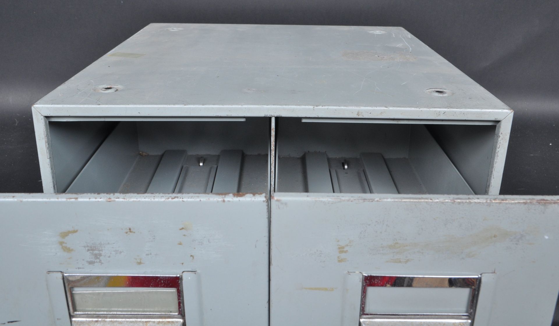 TWO MID CENTURY DESKTOP METAL FILING CABINETS - Image 3 of 18